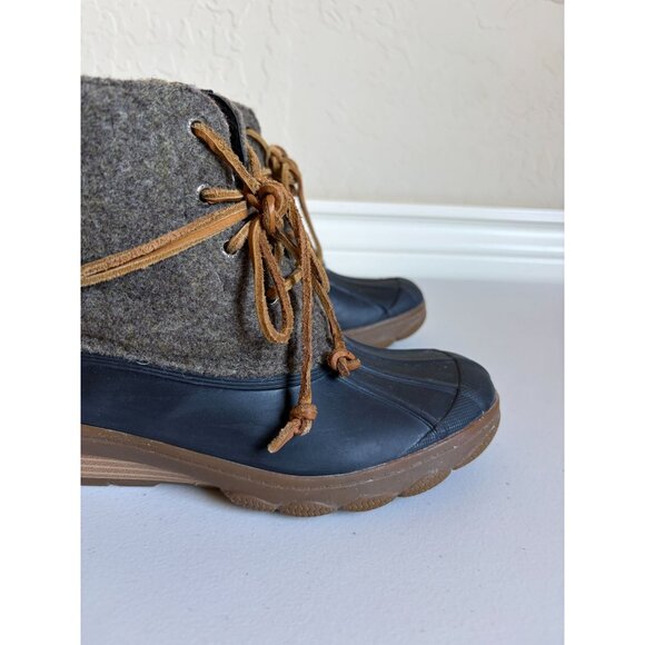 SPERRY Saltwater 6M Brown Wool Rubber Duck Boots Wool Quarter - Picture 6 of 11